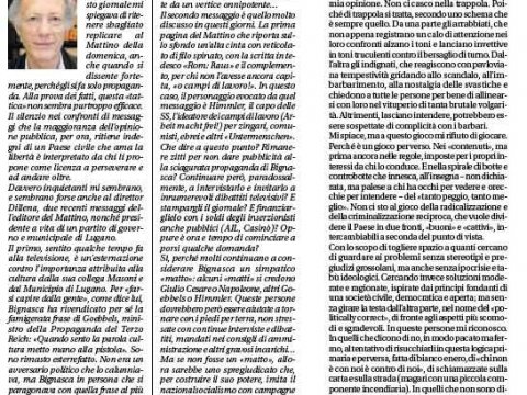"Fino a dove, fino a quando?", Corriere del Ticino, 21 settembre 201010