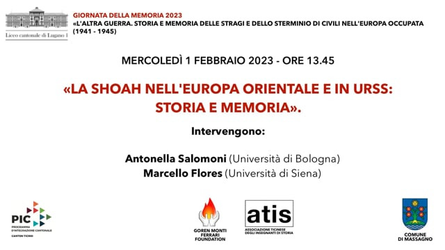 2023 - Giornata della memoria - «La Shoah nell'Europa orientale e in Unione Sovietica: storia e memoria»